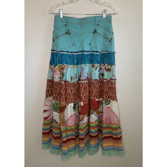 Julie G Tiered Skirt W/Beading S Ruffles BOHO SKIRT - Picture 7 of 7